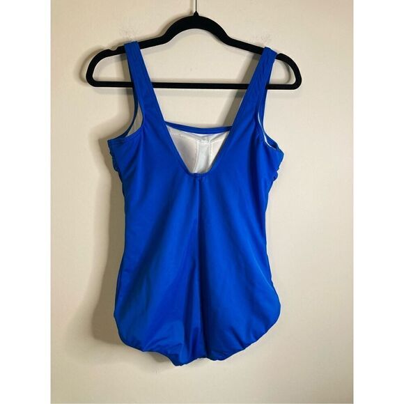 Lands’ End Womens 12 One Piece Swimwear Blue Swim - Picture 4 of 6